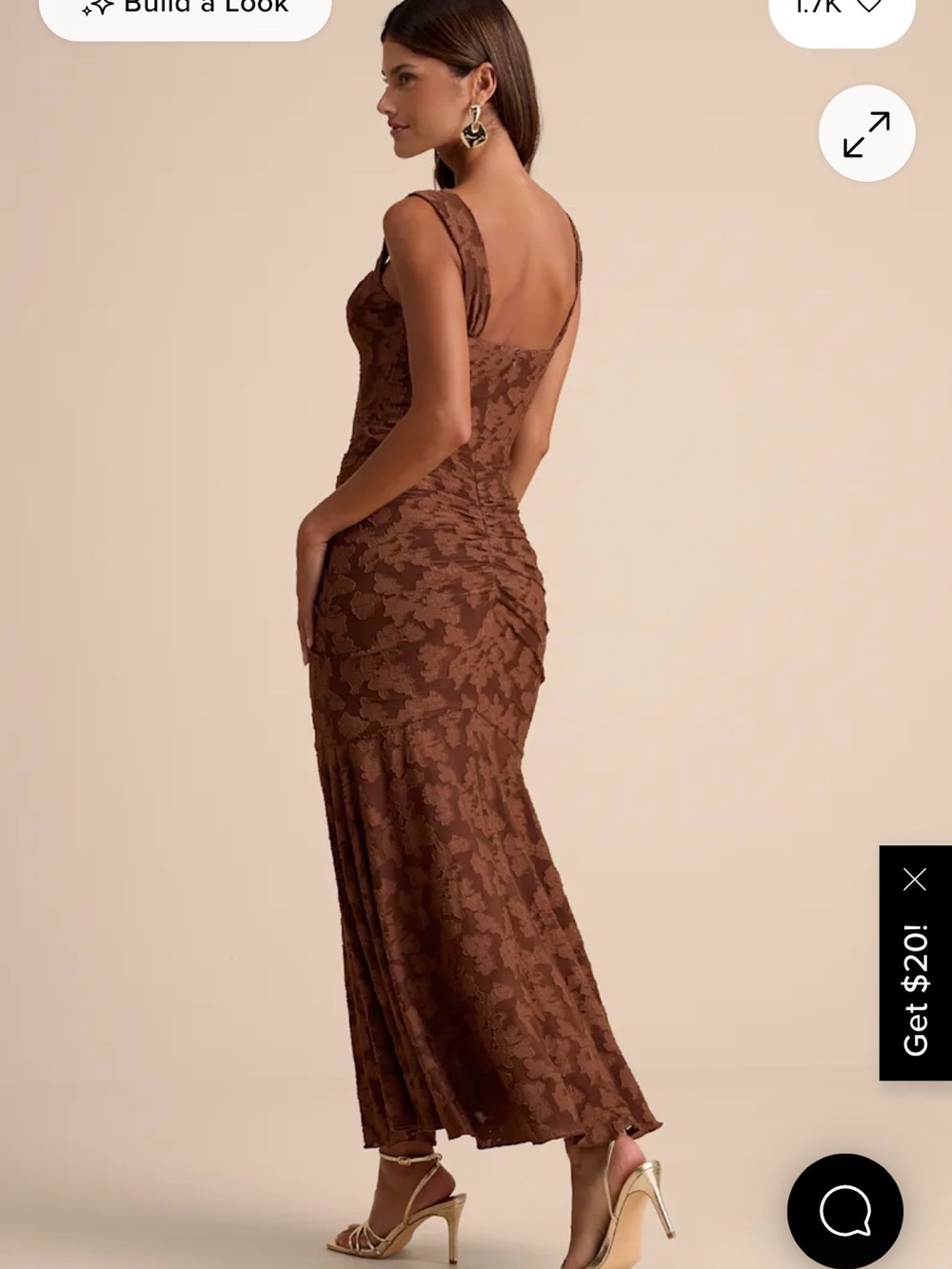 Lulu's Brown Floral Jacquard Square-Neck Maxi Dress - Picture 2 of 3